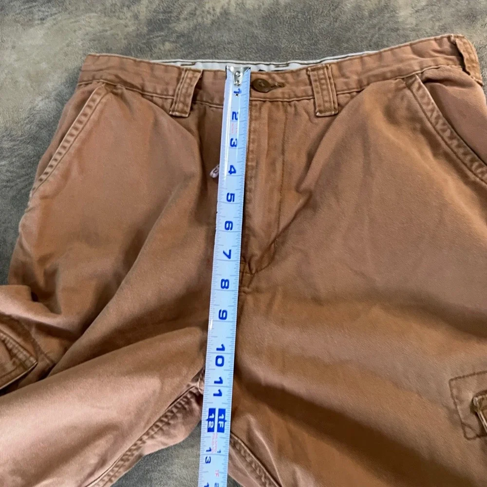 Bugle Boy Cargo Shorts Mens 30 Brown Leather Cotton Utility Multi Pocket Vintage